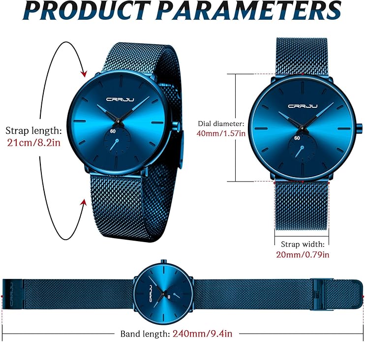 Mens Watches Ultra-Thin Minimalist Waterproof - Fashion Wrist Watch for Men Unisex Dress with Stainless Steel Mesh Band