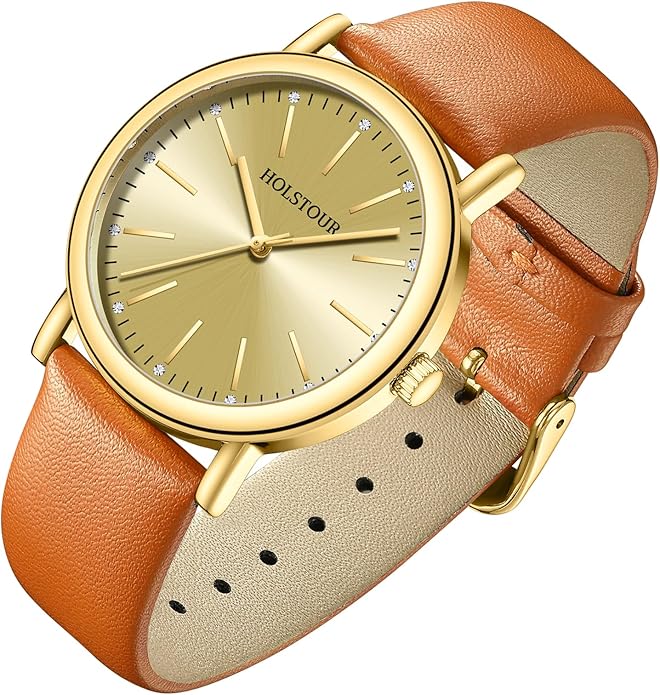 Watches for Women Crystal Accented Fashion Watch with Leather Band Gifts for Women