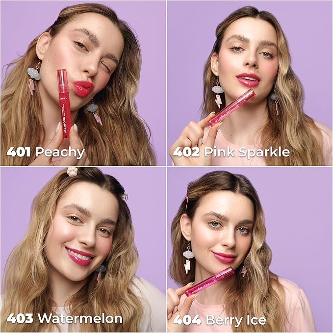 Lamel All-in-One Lip Oil - Lightweight, Tinted, Plumping, Hydrating Lip Gloss - Lip Balm for Day & Night Use, Long-Lasting Lip Stain, Lip Glow Oil, No-Sticky Gloss, Lip Plumper Tint - Peachy №401
