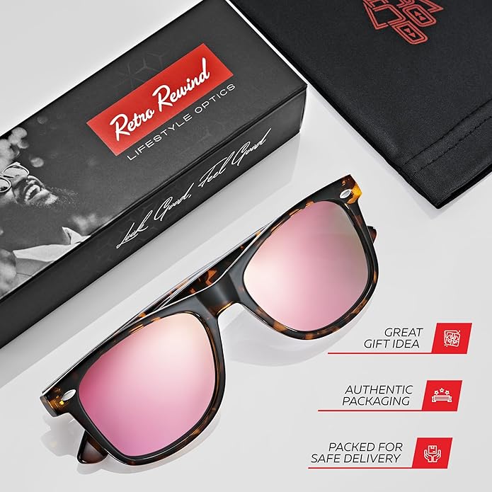 Retro Rewind Polarized Sunglasses for Men and Women - UV Protection Classic Sun Glasses
