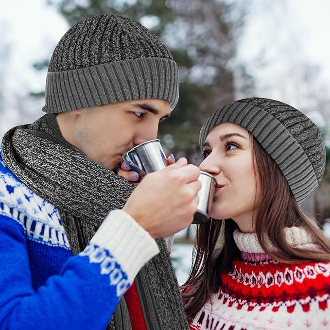 SATINIOR 6 Pcs Winter Hat Scarf Socks Touch Screen Gloves Sets Women Men Fleece Lined Knit Beanies Winter Gifts