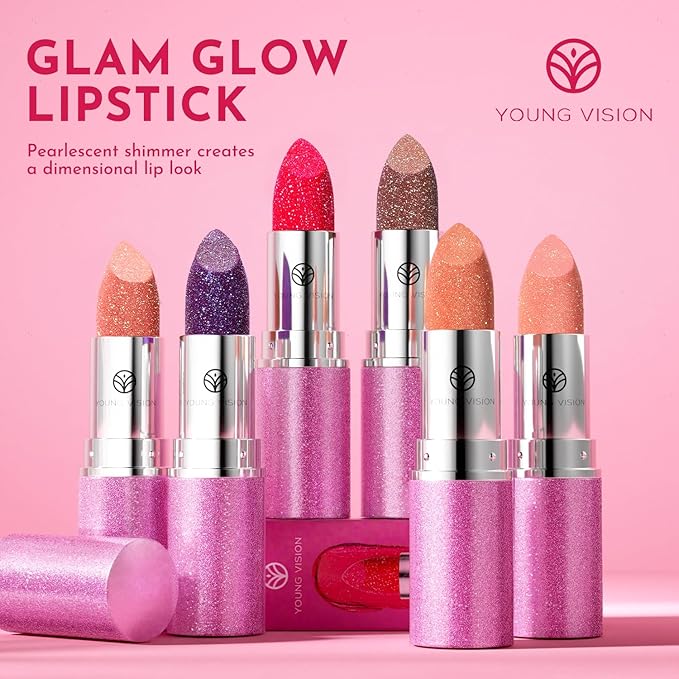 YOUNG VISION Glam Glow Lipstick 3-Piece Set – Shimmering, Chameleon Effect Lipsticks – Long-Lasting Color Shift, Micro-Shimmer, Hydrating Formula – 3 Colors Set for a Glowing Lip Look