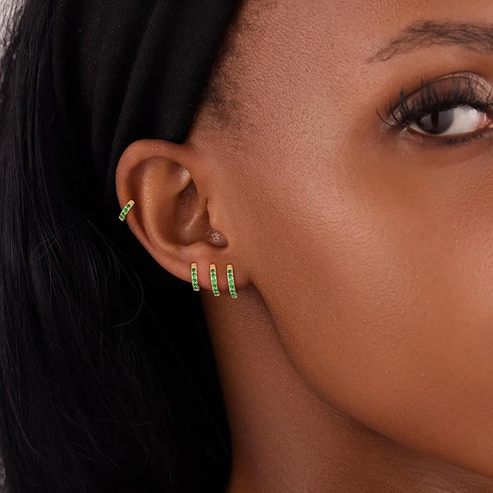 Small Gold Huggie Hoop Earrings Set for Women Men Hypoallergenic 14K Plated Stack Cartilage Earrings, Multiple Piercing Lightweight Mini Thin Cute Dainty Trendy Jewelry Set Christmas Gifts for Women