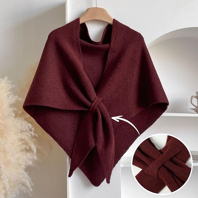 RIIQIICHY Shawl Wrap Women Pashmina Triangle Cape Knit Sweater Scarf for Fall Winter Fashion Accessory