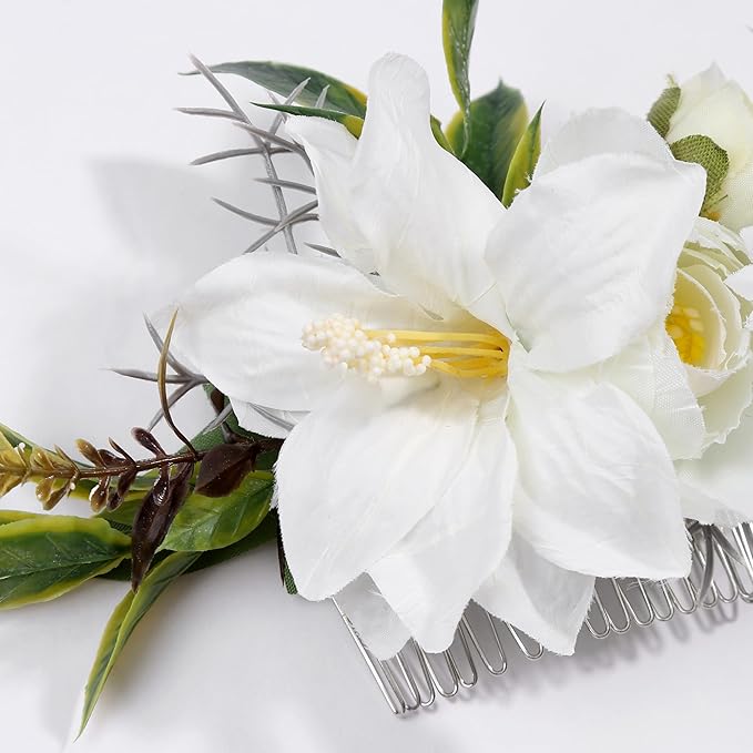 Flower Hair Clip for Women - Elegant Hair Accessory for Wedding, Party & Daily Wear (Ivory White)