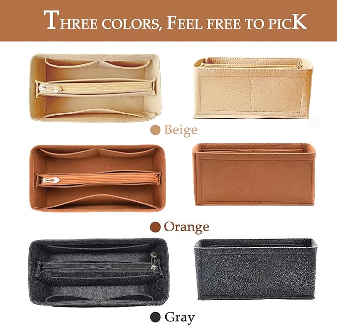 Purse Organizer Insert For Birkin 25 Bag, Felt Insert Organizer With Zipper, Large Capacity,Women’s Handbags Shaper (25,Orange)