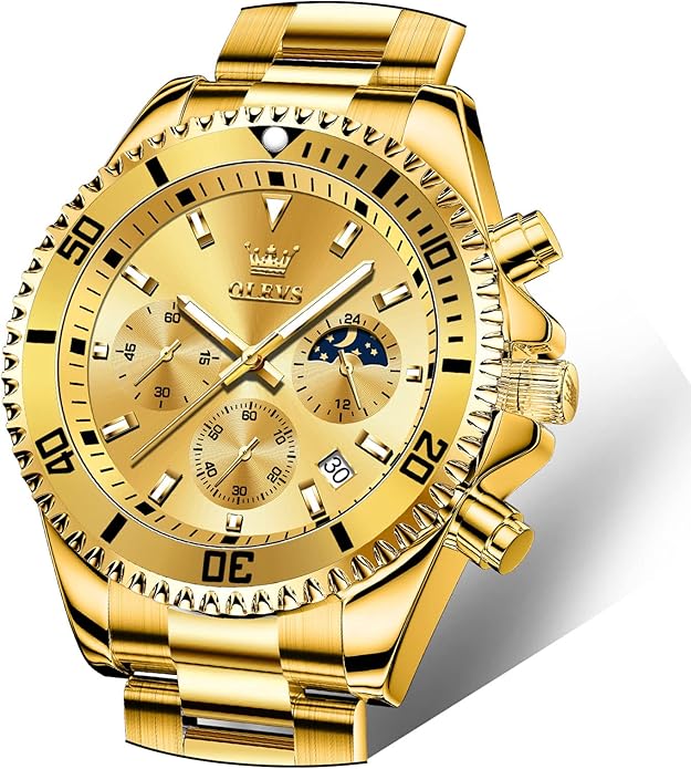 OLEVS Mens Watches Big Face Stainless Steel Waterproof Date Analog Quartz Watches Fashion BusinessWrist Watches for Men…