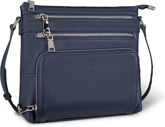 befen Genuine Leather Crossbody Bags for Women, Medium Anti-Theft Shoulder Purse with Built in RFID Wallet for Travel