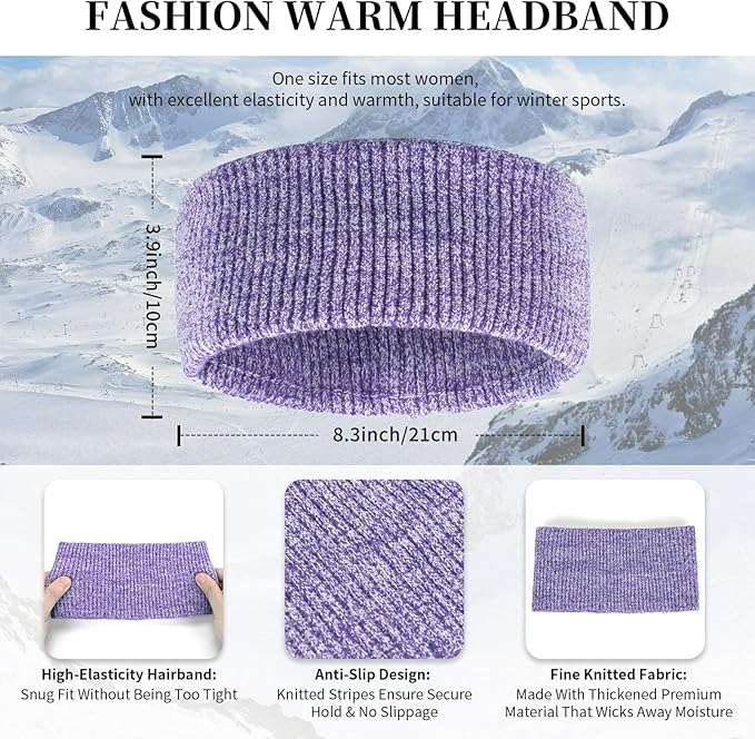 Winter Warm Beanie Hat Touchscreen Gloves Long Scarf Set for Women with Headband, Knit Cap Scarves with Tassel for Women