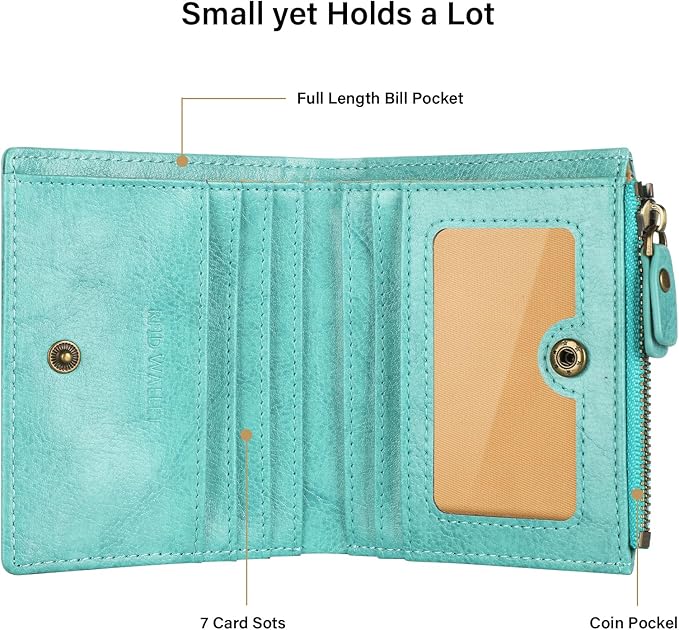 Lavemi Ultra Thin Small Compact Leather Womens Girls Wallets RFID Blocking Credit Card Holder for Women