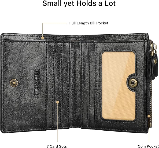 Lavemi Ultra Thin Small Compact Leather Womens Girls Wallets RFID Blocking Credit Card Holder for Women