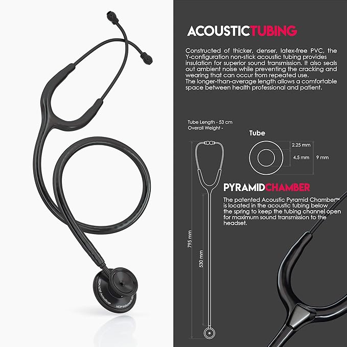 MDF Instruments, Acoustica Lightweight Stethoscope for Doctors, Nurses, Students, Home Health Use, Adult, Dual Head, Pastel Purple Tube, Pink Pinkore Chestpiece-Headset, MDF747XPPO07