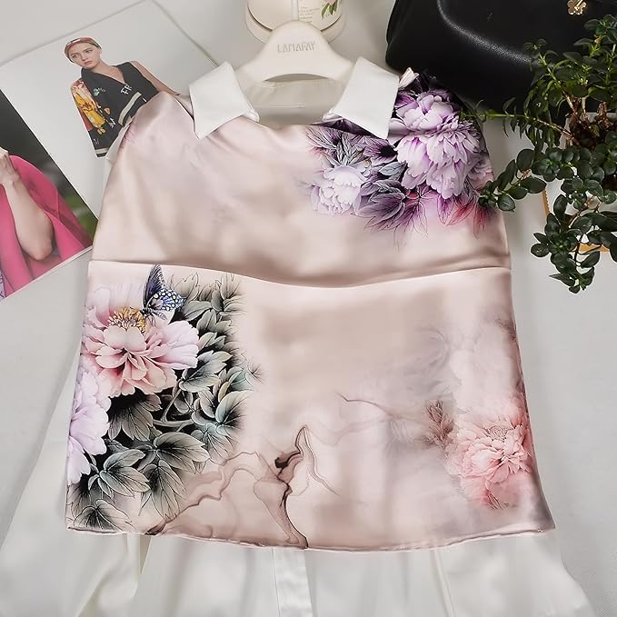 100% Mulberry Silk Scarf for Women Neck Oblong Headscarves Long Floral Print Lightweight Silk Wraps Shawls 67"*20"