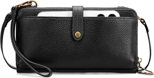 befen Leather Wristlet Wallet for Women Cell Phone Purse with Built in Wallet Vintage Leather Crossdody Bag Clutch Purse