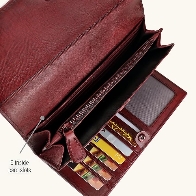 Wallets for Women Large Capacity Leather Clutch Wallet Card Organizer Women's Purse