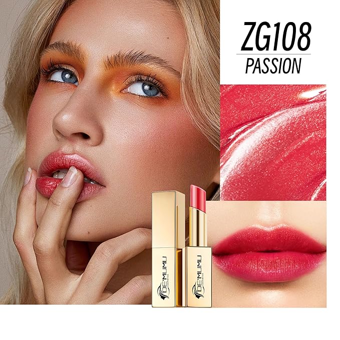 Red Mulberry Pink Lipstick Set for Women Shimmer Tinted Lip Balm Hydrating Moisturizing Lip Gloss Cruelty Free Lip Makeup, DM108/109/114