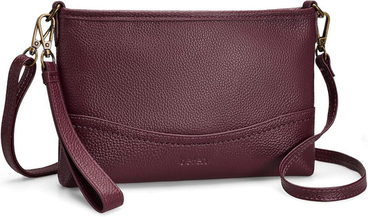 befen Genuine Leather Wristlet Wallet for Women Soft RFID Leather Clutch Purse with Built in Wallet Trendy Crossbody Bag