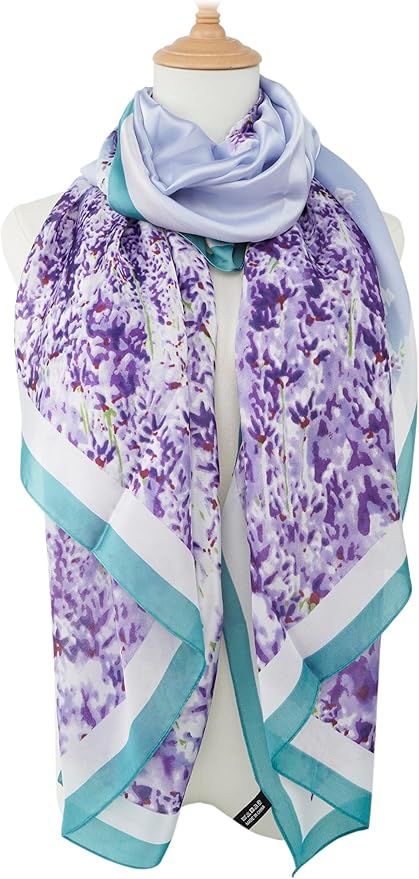YOUR SMILE Large Mulberry Silk Feeling Long Stain Scarf Lightweight Sunscreen Shawls Wraps for Women
