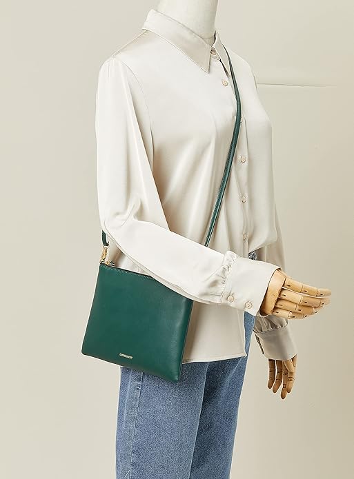DORIS&JACKY Lambskin Leather Wristlet Clutch Purse for Women Soft Designer Slim Cell Phone Pouch Bag with Detachable Strap