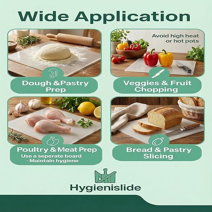 Acrylic Cutting Board with Counter Lip – Small (12" x 16" / 30 x 40 cm) | Clear Kitchen Cutting Board Without Bin, Durable & Easy to Clean, Non-Slip Edge Design