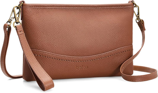 befen Genuine Leather Wristlet Wallet for Women Soft RFID Leather Clutch Purse with Built in Wallet Trendy Crossbody Bag