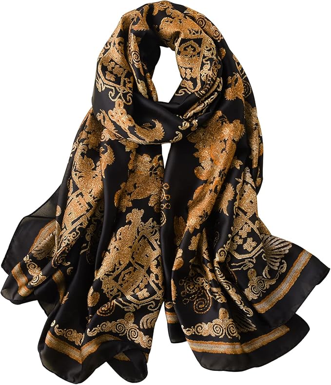 NUWEERIR Womens 100% Large Mulberry Silk Scarf Long Satin Scarf Fashion Lightweight Wraps