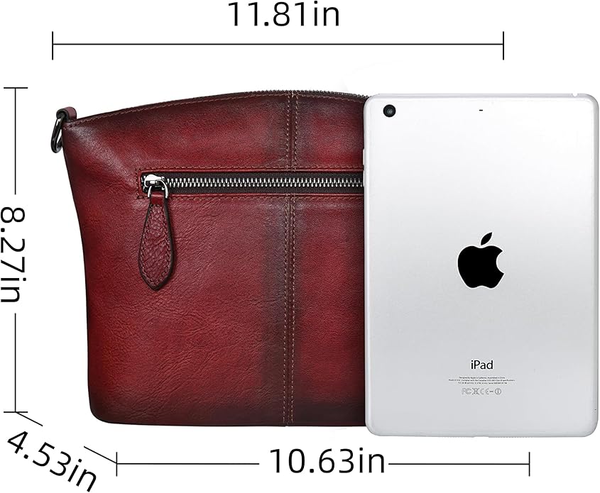 HESHE Crossbody Bags for Women Genuine Leather Purses with Multi-Pockets Vintage Ladies Small Shoulder Satchel Bag