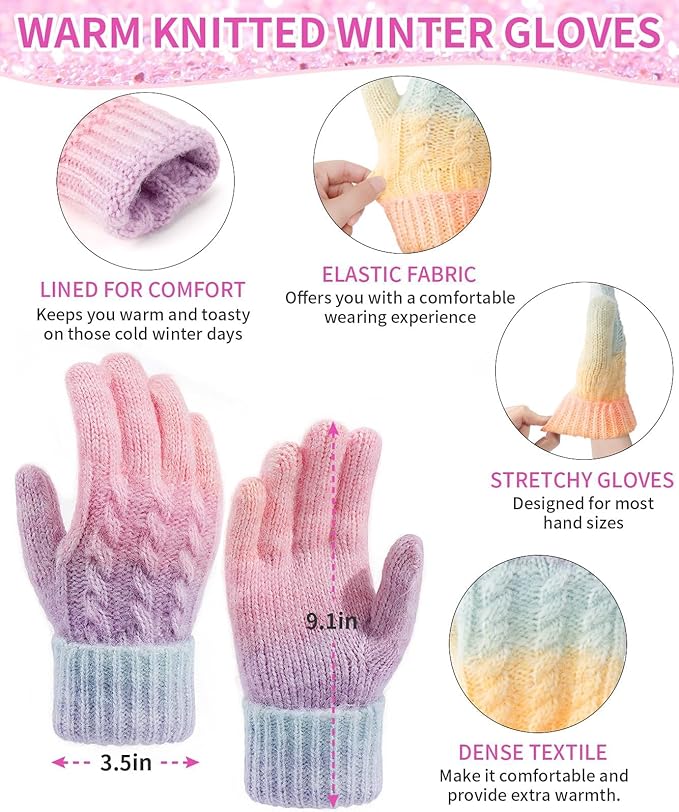Remifa Winter Hat Scarf Gloves Set for Women Teen Girls, 3 PCS Pom Beanie Skull Cap Knit Scarf Gloves Mittens Valentines Gift