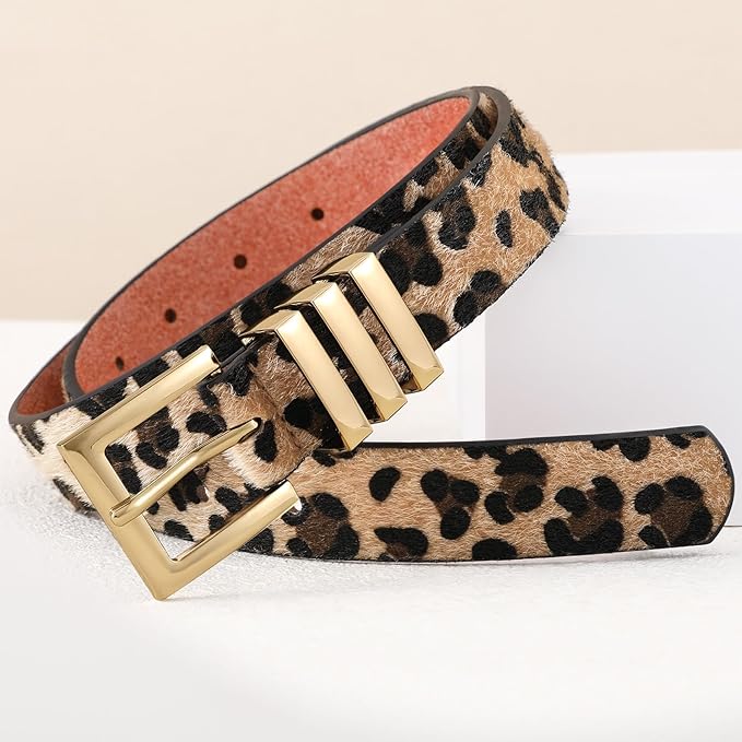 XZQTIVE Plus Size Women's Leather Belts for Jeans Pants Dress Fashion Ladies Waist Belt with Square Gold Buckle