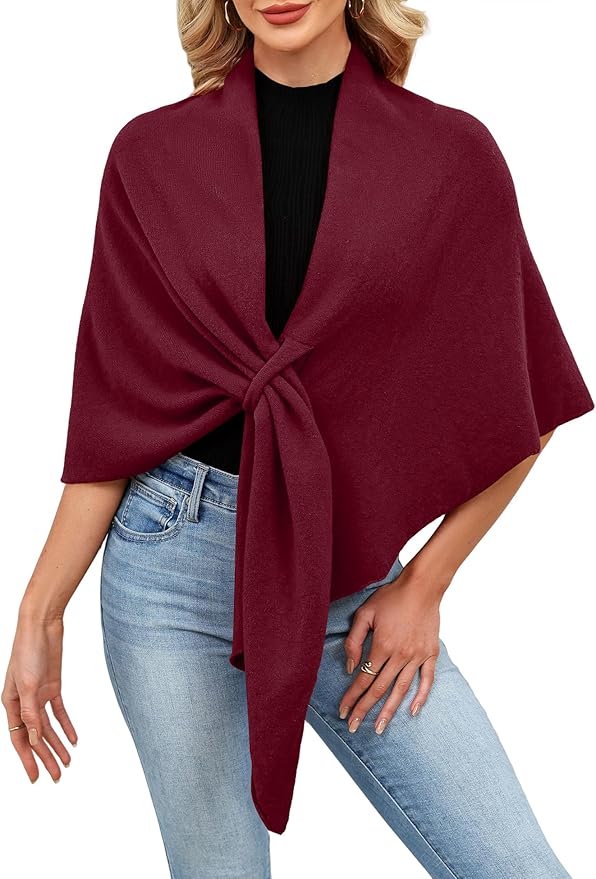 iWoo Women Soft Shawl Wraps kintted Open Front Poncho Sweater for Spring Fall Winter
