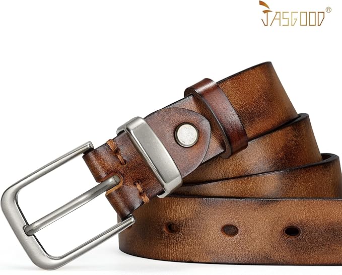 JASGOOD Women Belt Genuine leather Belt with Vintage Metal Buckle,Ladies Full Grain Leather Belt for Jeans Pants
