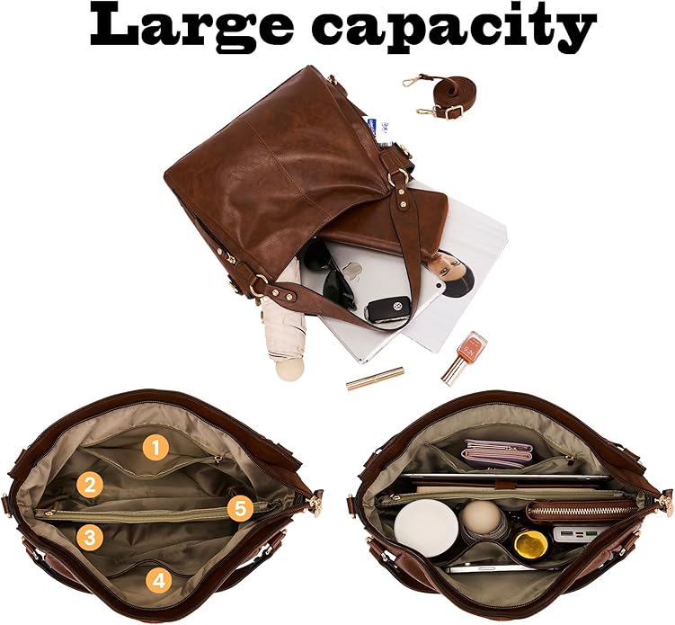 Women's Hobo Handbags Crossbody Bags Ladies Tote Shoulder Bags Purses and Wallet Set 2pcs