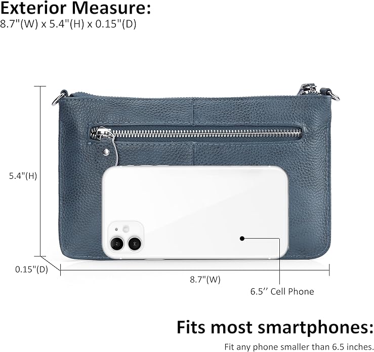 befen Genuine Leather Wristlet Clutch Wallet Purses Small Crossbody Bags for Women with RFID Blocking Card Slots