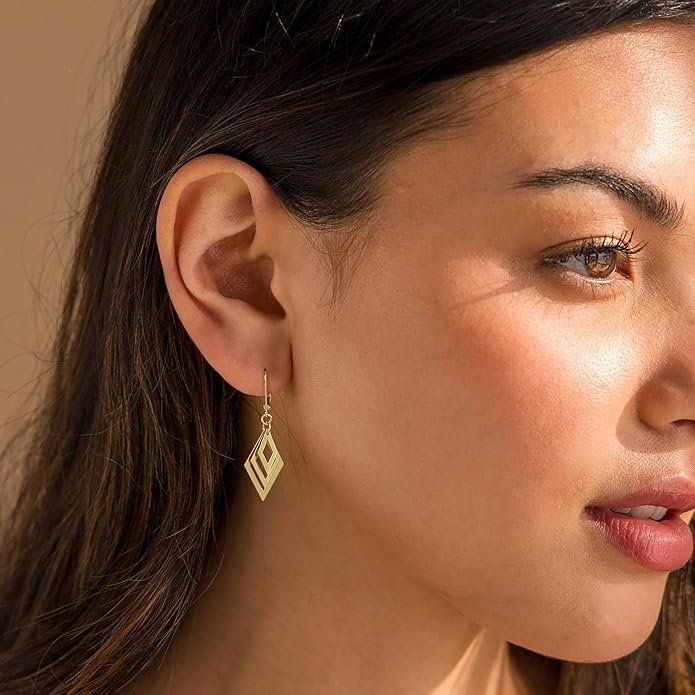 Gold Dangle Earrings for Women, 14K Gold Plated Lightweight Hypoallergenic Teardrop Drop Earrings, Trendy Leverback Minimalist Jewelry for Sensitive Ears Vacation Wear, 7-Styles