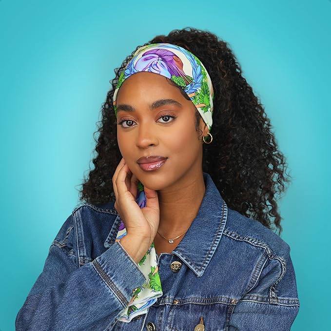 KISS Colors & Care Limited Edition BIFC Premium Soft Satin Wrap Scarf, Smooth & Comfortable All Day Wear, Minimize Frizz, Prevent Breakage, 60” X 16" Extra-Long Scarf - Jacques Agbobly