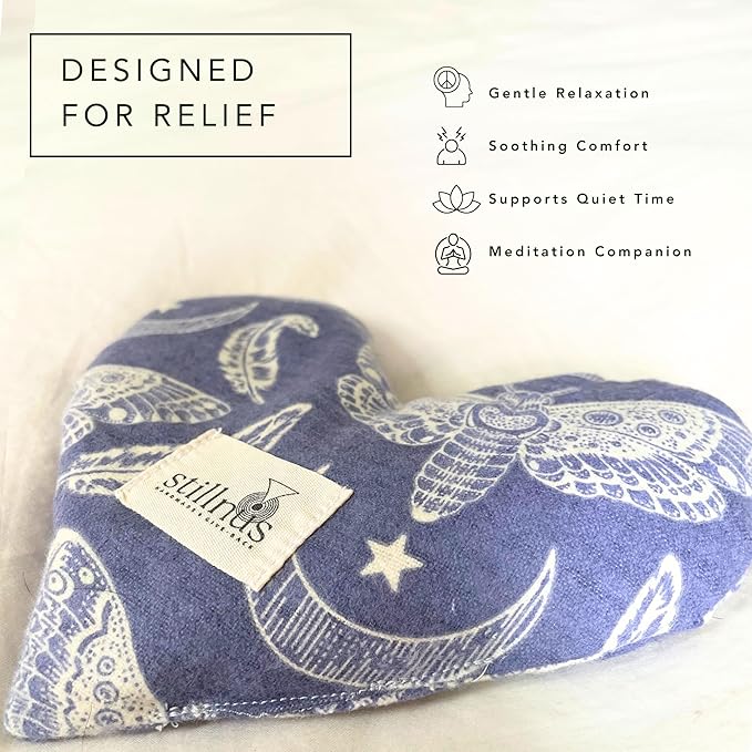 Weighted Heart Eye Pillow with Organic Lavender & Flaxseed – Relaxation Gift for Women, Meditation Tool, Mindful Rest, Cooling Eye Mask, Wellness Self-Care Kit