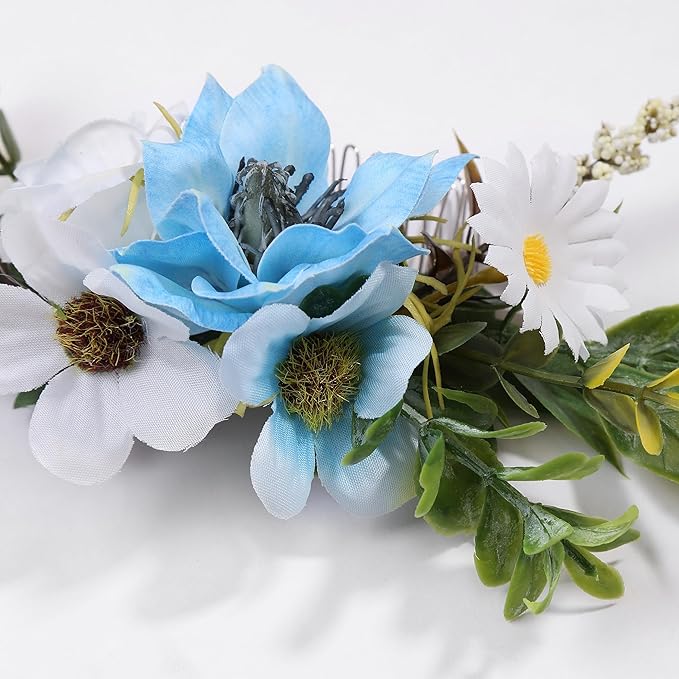 Flower Hair Clip for Women - Elegant Hair Accessory for Wedding, Party & Daily Wear (Sky Blue)