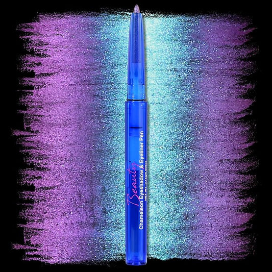 Chameleon Metallic Eyeshadow & Eyeliner Gel Pencil – Multichrome Shifting Colors Glitter Eye Makeup, Waterproof Long-Lasting Smudge-Proof Duochrome Pencil (Periwinkle Blue to Deep Amethyst)