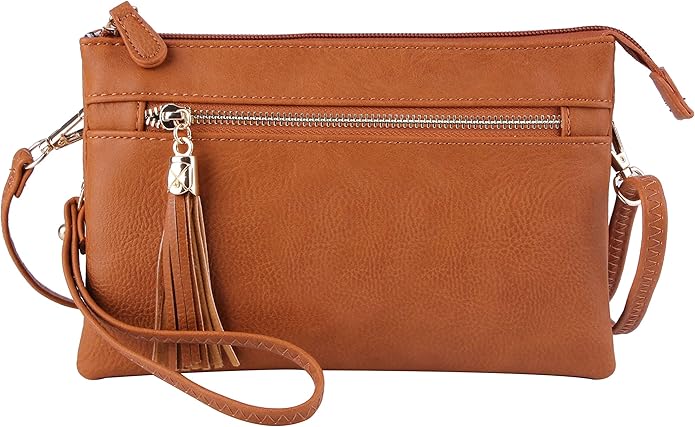 Solene Women's Lightweight Multi Compartment Wristlet Clutch Wallet Crossbody Bag