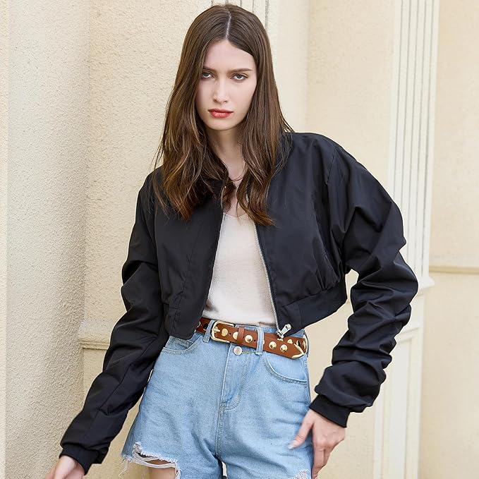 VATAN Women Leather Belt for Jeans Dresses Pants Fashion Ladies Casual Waist Belt with Gold Buckle