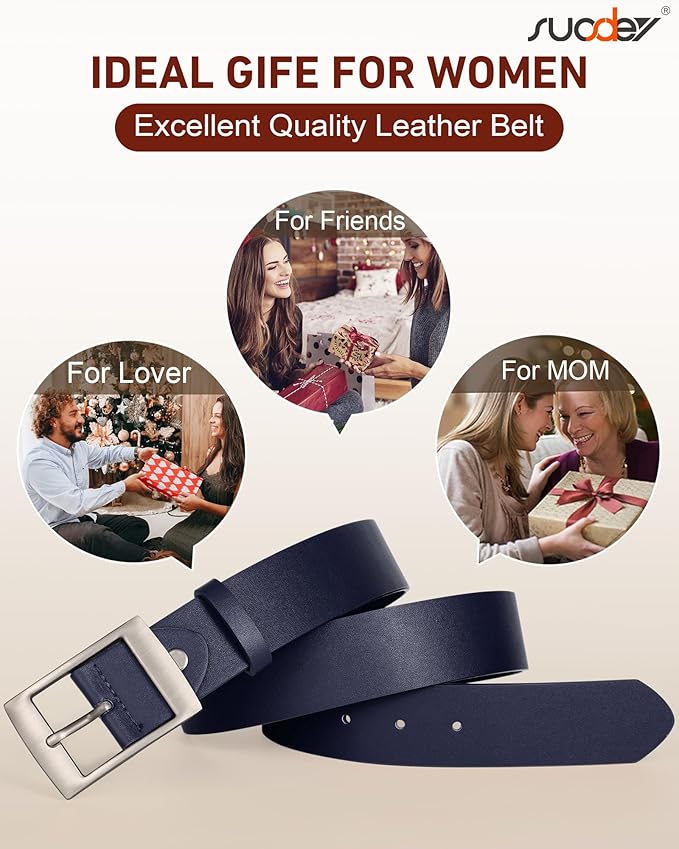 SUOSDEY Fashion Womens Leather Belts,Wide Waist Belt with Pin Buckle for Jeans Pants Dresses,1.5" width