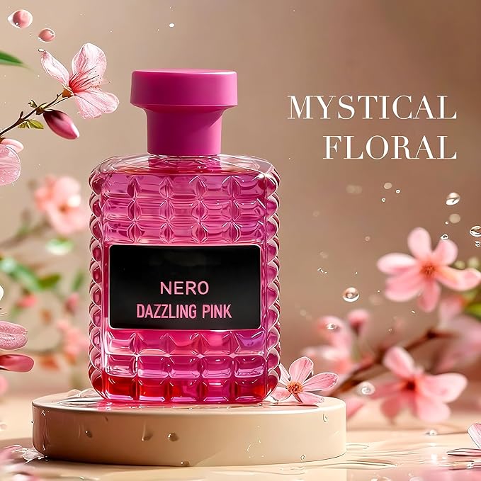VALENTINE-DAZZLING PINK EDP Perfume for Women, Grapefruit & Jasmine Scent, Long Lasting Floral Fragrance, Cologne for Daily Use, 3.4 Fl Oz