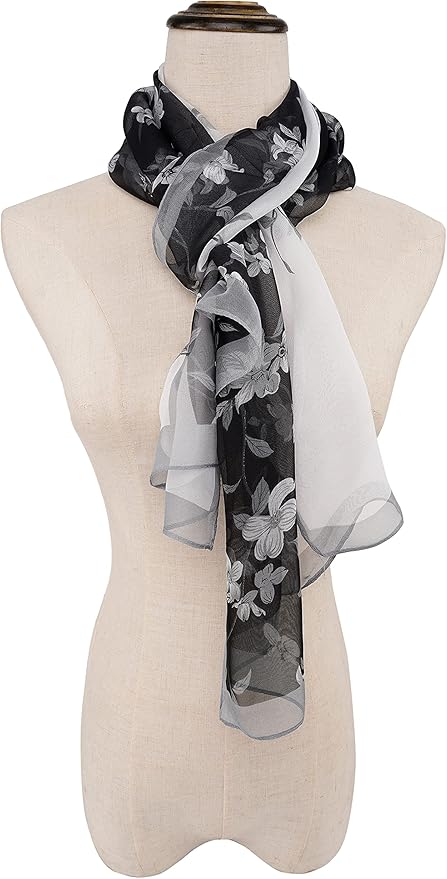 YOUR SMILE Ladies/Women's Lightweight Floral Print/Solid Color mixture Shawl Scarf For Spring Summer season