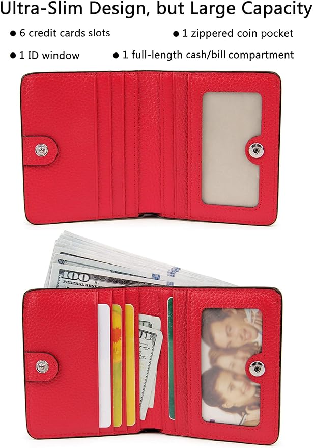 AINIMOER Small Leather Wallet for Women, Ladies Credit Card Holder RFID Blocking Women's Mini Bifold Pocket Purse