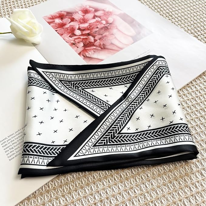 Silk Head Scarf for Hair Fashion Headwrap for Women Lightweight Neck Tie
