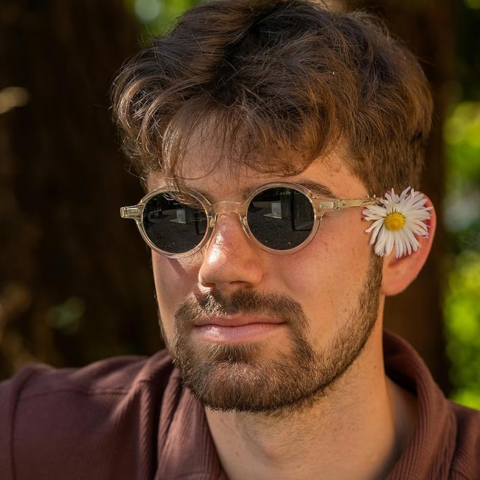 Trendy Round Polarized Sunglasses for Men Women Chunky Hippie Costume Sun Glasses 90s Circle Retro Style