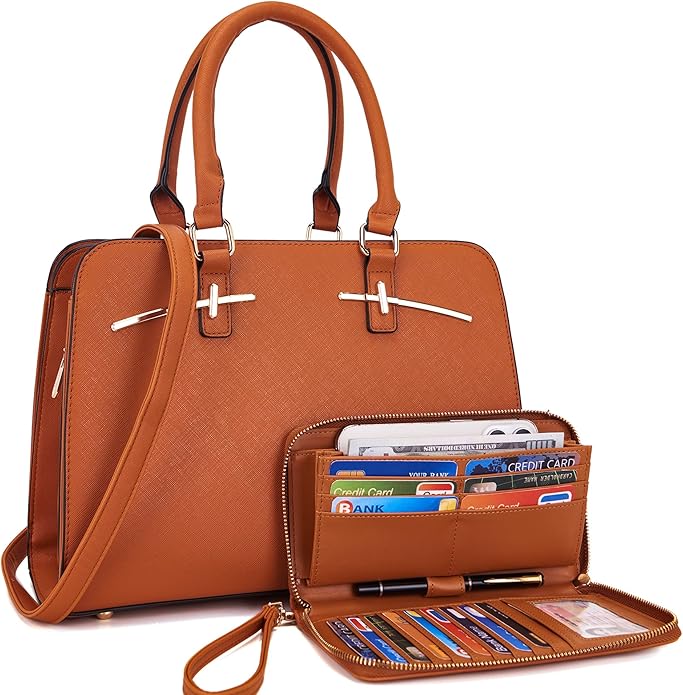 Purses for Women Handbag Wallet Tote Shoulder Hobo Bag Top Handle Satchel Purse Set 2pcs with 3 Compartments