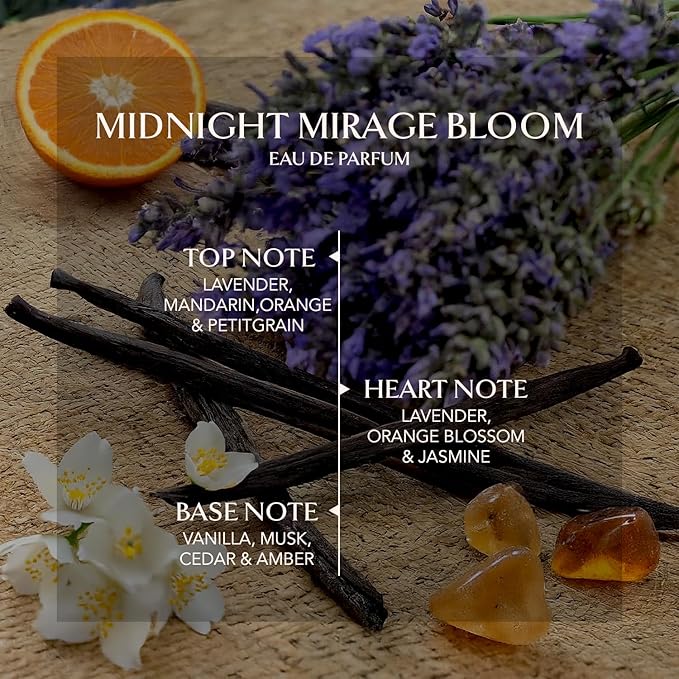 EMBAROUGE MIDNIGHT MIRAGE BLOOM Women's Fragrance | Perfume for Women | Chypre Top note | 100 ml pack | 3.4 Fl. Oz. | Amber and Fougere fragrance | Gift for Women | Eau de Parfum EDP