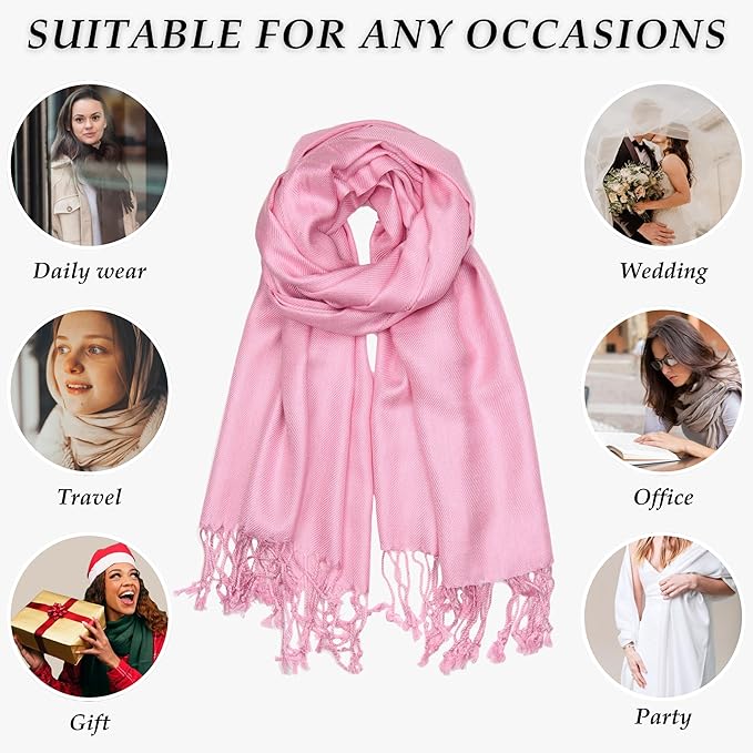 Achillea Soft Silky Pashmina Scarf for Women – Shawl Wrap for Evening Dresses, Bridesmaids, Weddings & Everyday Wear