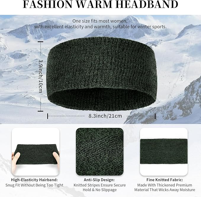 Winter Warm Beanie Hat Touchscreen Gloves Long Scarf Set for Women with Headband, Knit Cap Scarves with Tassel for Women